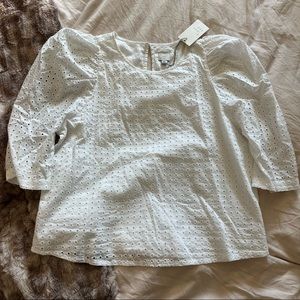 A New Day White Eyelet Puff Sleeve Top